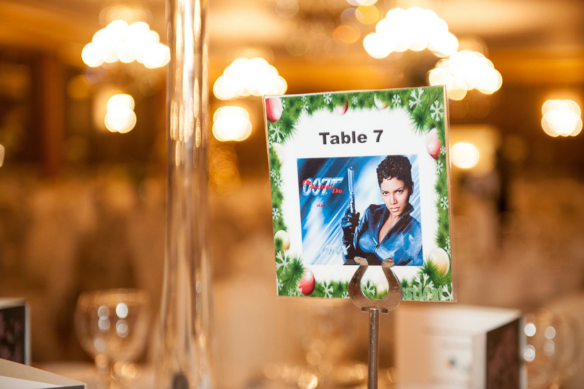 photo of a James Bond table setting decoration at a corporate function awards ceremony and gala dinner in Dublin