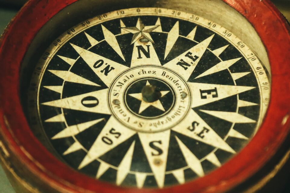 an old style treasure hunt compass